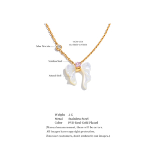 Collar JINYOU 3527 de Acero Inoxidable Chapado en Oro con Forma de Lazo y Concha Blanca con Circonita Cúbica Redonda - Product Image 6