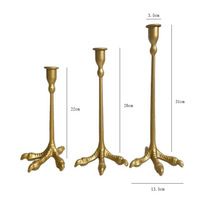 Chandelier Gothique Vintage Noir et Or en Fer Forgé, Sculpture Animale Griffe d'Oiseau, Porte-Bougie Métallique pour Décoration de Table d'Halloween