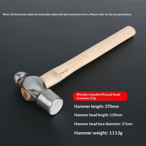 Round Hammer Wooden Handle Hammer Household Hand Hammer Nipple Hammer Small Hammer Woodworking Installation Hammer Nipple Hammer - Product Image 1