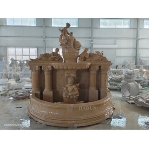 Precio de fábrica al aire libre antiguo Beige mármol Medusa cabeza piscina pared jardín fuente de agua para la venta - Product Image 5