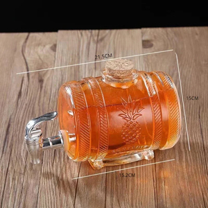 1000ml recyclable créatif en <span class=keywords><strong>forme</strong></span> de tonneau distributeur de vin verre porte-bouteille de vin verre à whisky ensemble de vin - Product Image 4