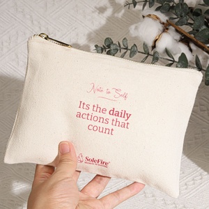 Chất Lượng Cao Tự Nhiên Bông Vải Dây Kéo Túi Mỹ Phẩm Biểu Tượng Tùy Chỉnh In Đẹp Du Lịch Vải Bút Chì Trang Điểm Bụi <span class=keywords><strong>Pouch</strong></span> - Product Image 5