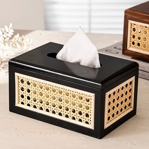 <b>Retro</b> wooden tissue box, rattan tissue box, home decor, bedroom ornament, living room <b>coffee</b> <b>table</b>, napkins. - Product Image 1
