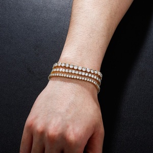 Trendy Tennis <b>Bracelet</b> Real 925 Silver Moissanite Brilliant Cut Diamond 2mm 3mm 4mm Chain Black Rhodium Gold for Gifts Parties - Product Image 3