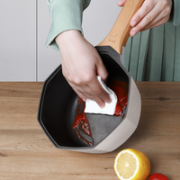 Casserole octogonale antiadhésive en céramique écologique de 18 cm, 1,6 L avec couvercle, compatible induction, en métal