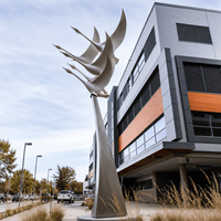 Escultura de Arte en Acero Inoxidable para Exteriores, Diseño Metálico Moderno Personalizado para Arquitectos de Paisajes y Proyectos de Arte Público
