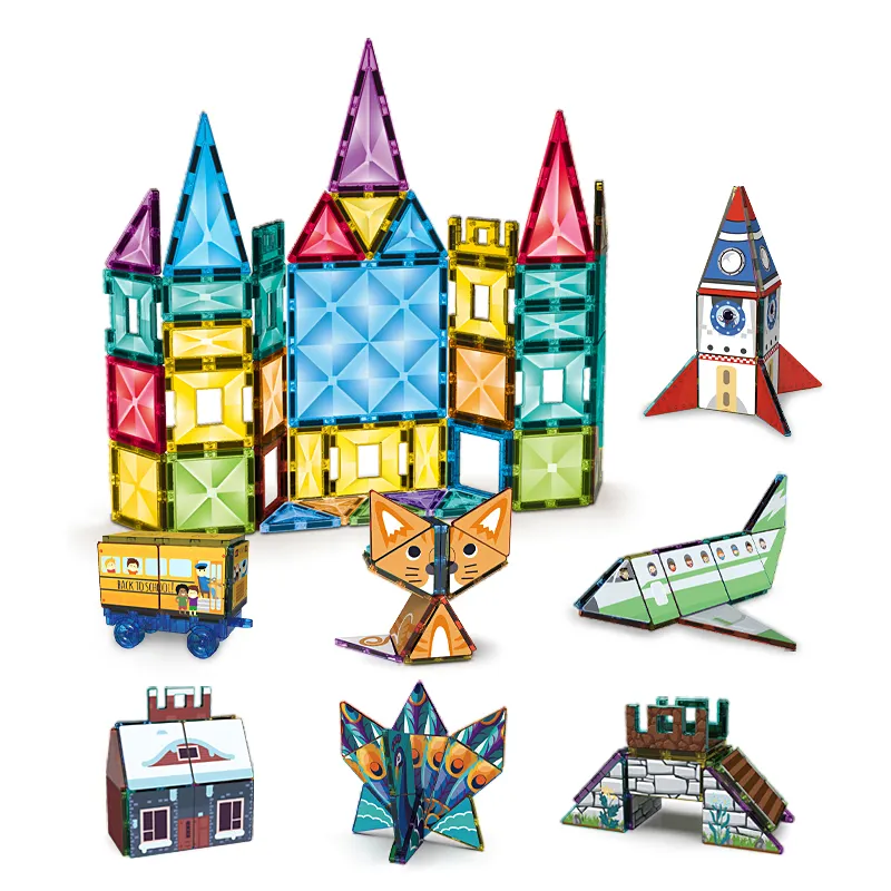 बच्चों के लिए नया डिज़ाइन 100 पीसी+99 पीसी मैग्नेट बिल्डिंग टाइल्स मैग्नेटिक बिल्डिंग ब्लॉक सेट