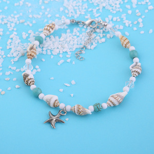 Pulsera <span class=keywords><strong>tobillera</strong></span> de punto de conchas de playa para mujer, cuentas de cristal, semillas bohemias, GAB001 - Product Image 4