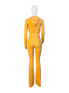 <strong>Shoulder</strong> Cuff Cap Micro Horn Casual Joggers <strong>Set</strong> Two Piece Women Yoga Wear Clothing <strong>Set</strong> - Product Image 6