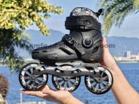 Patins à roulettes de slalom professionnels Fengquan 2025 personnalisés à 3 roues en PU, cadre en aluminium CNC bicolore