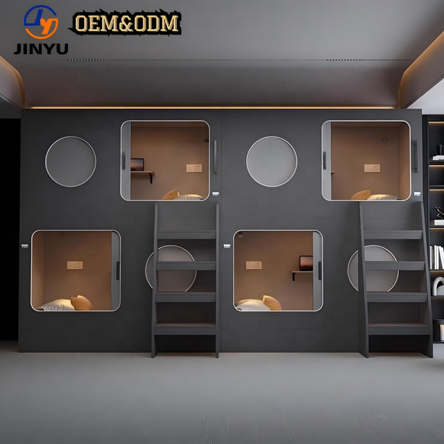 New Design Soundproof Capsule Hotel Bed with Tv and Vent Capsule Hotel Sleeping Pods Hostel Modular Capsule Black Sleep Pod Bed