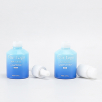 Bouteilles en verre à épaule inclinée de 40 ml, couleur bleu dégradé personnalisé, avec bouchon compte-gouttes et pompe pour emballage cosmétique