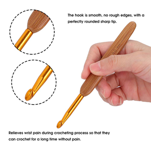 Ganchos de Crochet con Mango de Bambú, Juego de Ganchos de Acero Inoxidable, Herramientas para Tejer y Manualidades con Hilo, 0.5mm-6.0mm, Dorado, Plateado, Titanio - Product Image 6