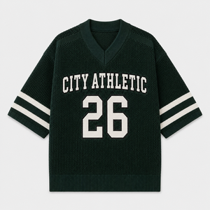 Pull en jersey unisexe, style sport vintage, col en V, rayé, pull pour le jour du match - Product Image 2