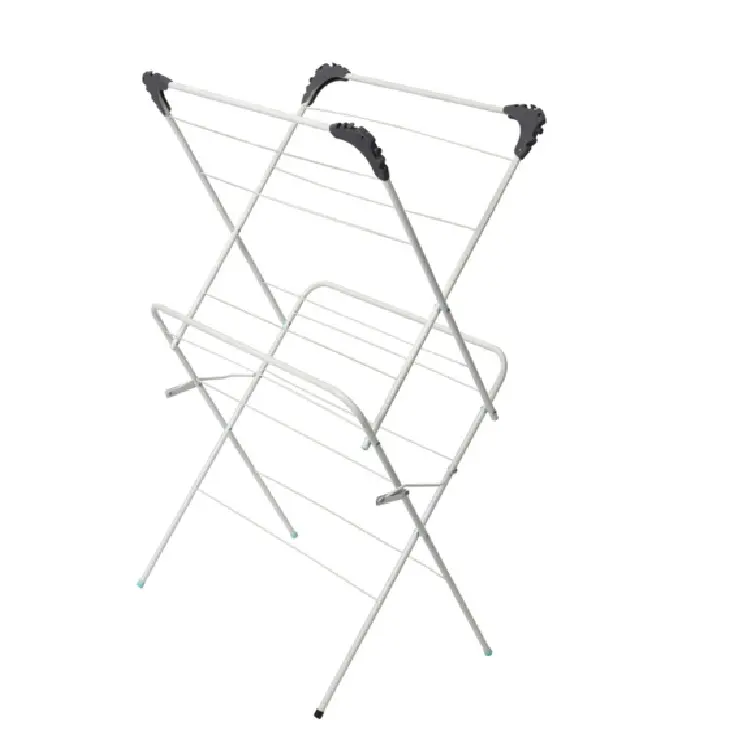 EISHO Balcony Hanger Stand Portable 2 Layer Foldable Clothes Drying Rack Cloth Dryer Folding Laundry Rack