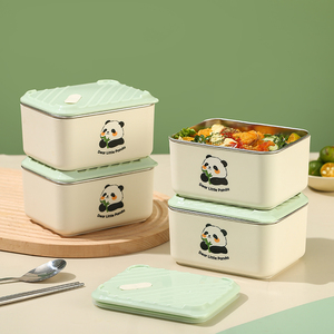 Boîte à Repas <span class=keywords><strong>Carrée</strong></span> Hermétique Portable en Acier Inoxydable 304 pour Bureau, Ensemble <span class=keywords><strong>de</strong></span> Récipients Alimentaires avec Couvercle et Sac Isotherme - Product Image 4
