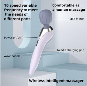 Ons Op Voorraad Volwassen Sexy Siliconen Av Vibrator Massager Handheld Usb Oplaadbare 10-Speed Lage Ruis Clip Been Masturbatie - Product Image 3