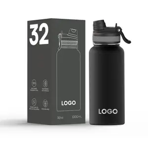 Customized Water Bottle 32oz Hot Cold Insulated Water Bottle Stainless Steel Water Bottle With Straw Brush