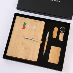 Set de Regalo de Bambú Personalizado: Memoria USB con Logotipo, Cuaderno y Llavero - Regalos Corporativos Ecológicos - Product Image 2