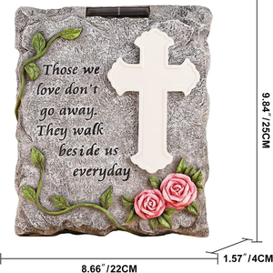 Estilo religioso <span class=keywords><strong>Biblia</strong></span> Cruz Solar jardín luces resina mascota Memorial tumba piedra decoraciones para césped Patio o cementerio - Product Image 4