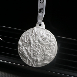 FinRu Armario colgante Coche Ambientador aromático Redondo Blanco Perfumado Cerámica Porcelana Flor Fragancia Difusor de aceite esencial - Product Image 3