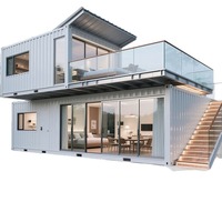 Maison conteneur préfabriquée à 2 étages, moderne, modulaire, détachable, 2-3 chambres, 20-40 pieds, villa de luxe, hôtel, bureau, bâtiment étanche