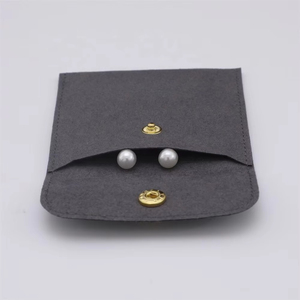 Dark Grey Microfiber Jewelry Pouch Bag Jewelry Snap Button Bags With Necklace Bracelet Pouch Bag With Logo Custom - Product Image 2