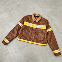 Blouson Bomber Moto en Cuir Vintage Personnalisé avec Écussons Brodés, Fermeture à Mousqueton, pour Homme