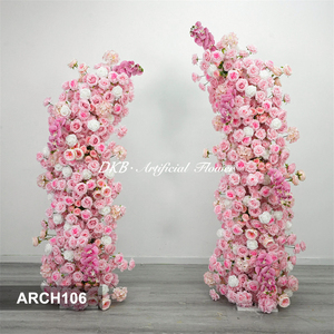 DKB Hot Selling <b>Pink</b> Artificial Silk Flower Arch <b>Backdrop</b> Horn Shape Wedding Arch Arrangements Party Decorations Customizable - Product Image 3