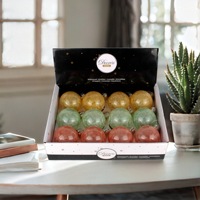 Boules de Noël de Luxe de Haute Qualité pour Décorations de Maison, Ensemble de 12 Pendentifs LED Peints en PET de 8 cm, Semi-faits à la Main