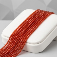 Perles rondes micro-facettées brillantes en cornaline de qualité AAA de 2 mm pour la fabrication de bijoux, perles en vrac en agate rouge naturelle