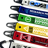 Porte-clés de voiture personnalisés avec logo en gros pour moto, porte-clés brodés anime et accessoires mousquetons tissés personnalisés