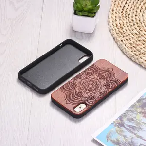 For Iphone 14 13 12 11 Pro Max 7 Plus/8 Plus 7/8 X/XS XS Max XR 12 13 Mini Bulk Engraving Flower Bamboo Wood laser Phone Case