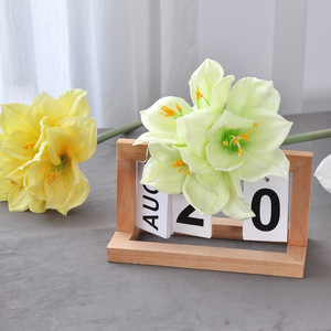 Arrangement de fleurs artificielles d'amarilles Yoshinobu, 3 têtes, fleurs en soie pour la décoration intérieure, blanc, jaune, rouge, rose - Product Image 2