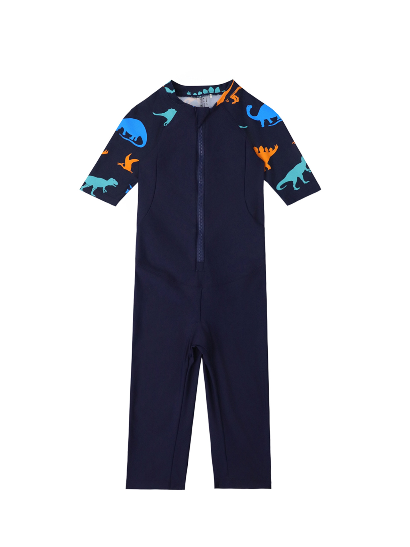 Maillot de bain bleu marine, taille moyenne, avec bonnet de bain.