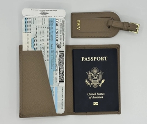Funda de pasaporte personalizada, etiqueta de equipaje, juego de <span class=keywords><strong>regalo</strong></span>, nombre personalizado, porta pasaporte de cuero con guijarros, etiqueta de nombre de avión - Product Image 6
