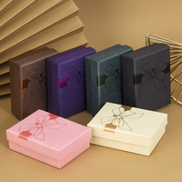Boîte d'emballage de bijoux multicolores avec nœud papillon, boîte de rangement en papier pour bagues, boucles d'oreilles, colliers, présentoir à bijoux