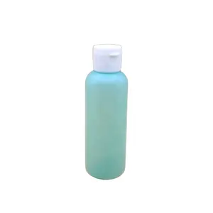 圆形80毫升塑料HDPE身体乳液分配瓶绿色塑料翻盖塑料盖瓶