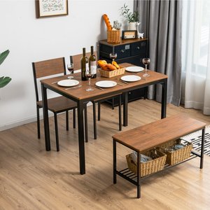 Ensemble de <span class=keywords><strong>salle</strong></span> <span class=keywords><strong>à</strong></span> <span class=keywords><strong>manger</strong></span> <span class=keywords><strong>en</strong></span> <span class=keywords><strong>bois</strong></span>, <span class=keywords><strong>table</strong></span> rectangulaire avec un <span class=keywords><strong>banc</strong></span> <span class=keywords><strong>et</strong></span> 2 chaises, gain de place, ensemble de meubles de cuisine 4 places pour le salon - Product Image 2