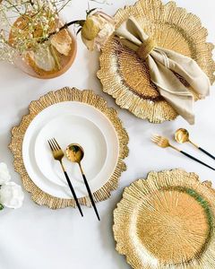 Assiettes rondes en plastique de 13 pouces avec bord festonné, design floral récifal, pour dîner, mariage, décoration de fête - Product Image 4