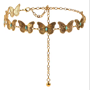 Nuovo Design in lega di zinco da donna <span class=keywords><strong>oro</strong></span>/argento maglia a farfalla <span class=keywords><strong>cintura</strong></span> in vita <span class=keywords><strong>per</strong></span> abito Jeans 110cm in magazzino - Product Image 4