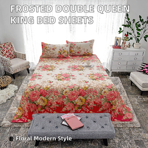 Hot Selling New Frosted Double <b>Queen</b> King Size Dormitory Hotel Ultra Fine Fiber 200TC Anti-static <b>Bed</b> <b>Sheet</b> Set Printed Flat <b>Bed</b> - Product Image 2