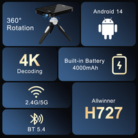 Mini-projecteur DLP de poche OEM Android 14 5G WiFi BT5.4 intelligent et portable avec batterie 4000 mAh pour cinéma maison et extérieur