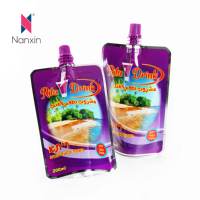 Emballage debout en plastique à impression personnalisée en usine Pochette à bec verseur liquide Pochettes à boisson et jus avec bec verseur