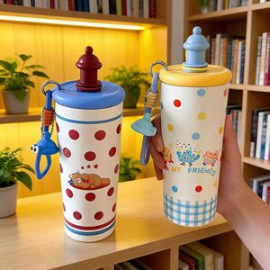 Termo de Acero Inoxidable de 500 ml, Botella de Agua Fría con Pajita para Estudiantes y Chicas, Gran Capacidad - Product Image 1