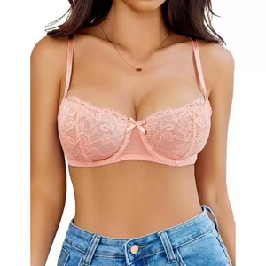Reggiseno YHD da donna sexy in pizzo lavorato a maglia, traspirante, sottile, <span class=keywords><strong>con</strong></span> ferretto, balconette, velato, per tutti i giorni. - Product Image 5