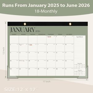 <span class=keywords><strong>Calendrier</strong></span> de bureau/mural 2026, grand format, mensuel, janvier-juin 2027, 17" x 12", planificateur scolaire, <span class=keywords><strong>calendrier</strong></span> imprimé, logo personnalisé pour les enseignants - Product Image 4