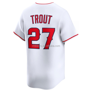 Vente en gros de maillots de baseball américains brodés pour hommes Los Angeles Angel # 27 <span class=keywords><strong>Mike</strong></span> <span class=keywords><strong>Trout</strong></span> # 6 Tenues de softball Anthony Rendon - Product Image 2