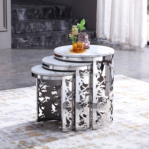 Mới đến Đá Cẩm Thạch Top <span class=keywords><strong>End</strong></span> Bảng đồ nội thất nhà trong nhà <span class=keywords><strong>3</strong></span> miếng Bàn cà phê Bộ - Product Image 6