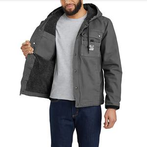 Vestes de travail utilitaires lavées, doublées de sherpa, en toile de coton 100%, chaudes et lourdes, à capuche, personnalisées pour l'hiver |   Fabricant de vestes - Product Image 3